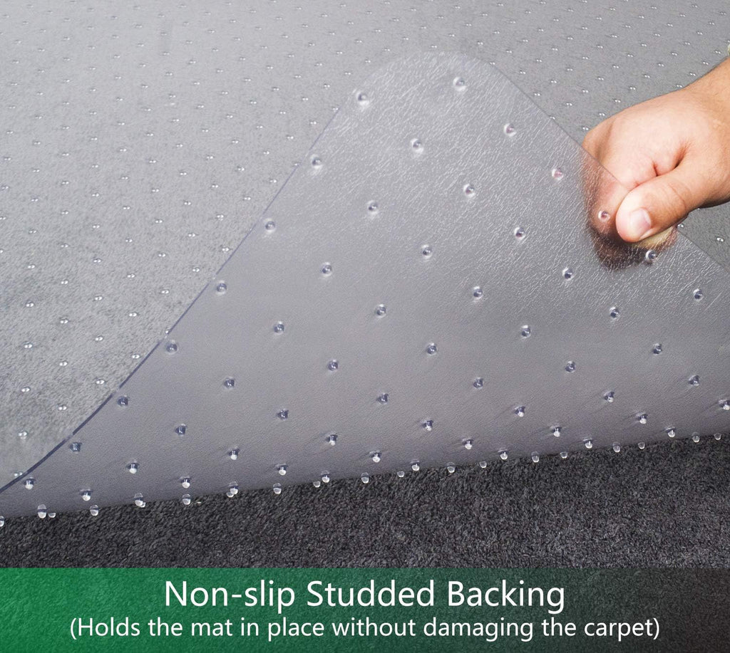 Transparent Thick Chair Mats for Carpet with Grippers (53'' x 45'' with Lip) B768