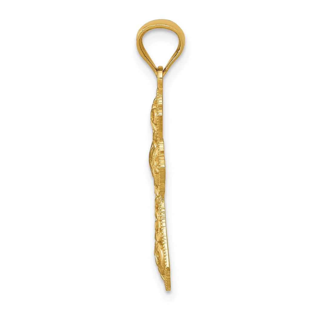 14K Yellow Gold Polished Filigree Cross Pendant W839