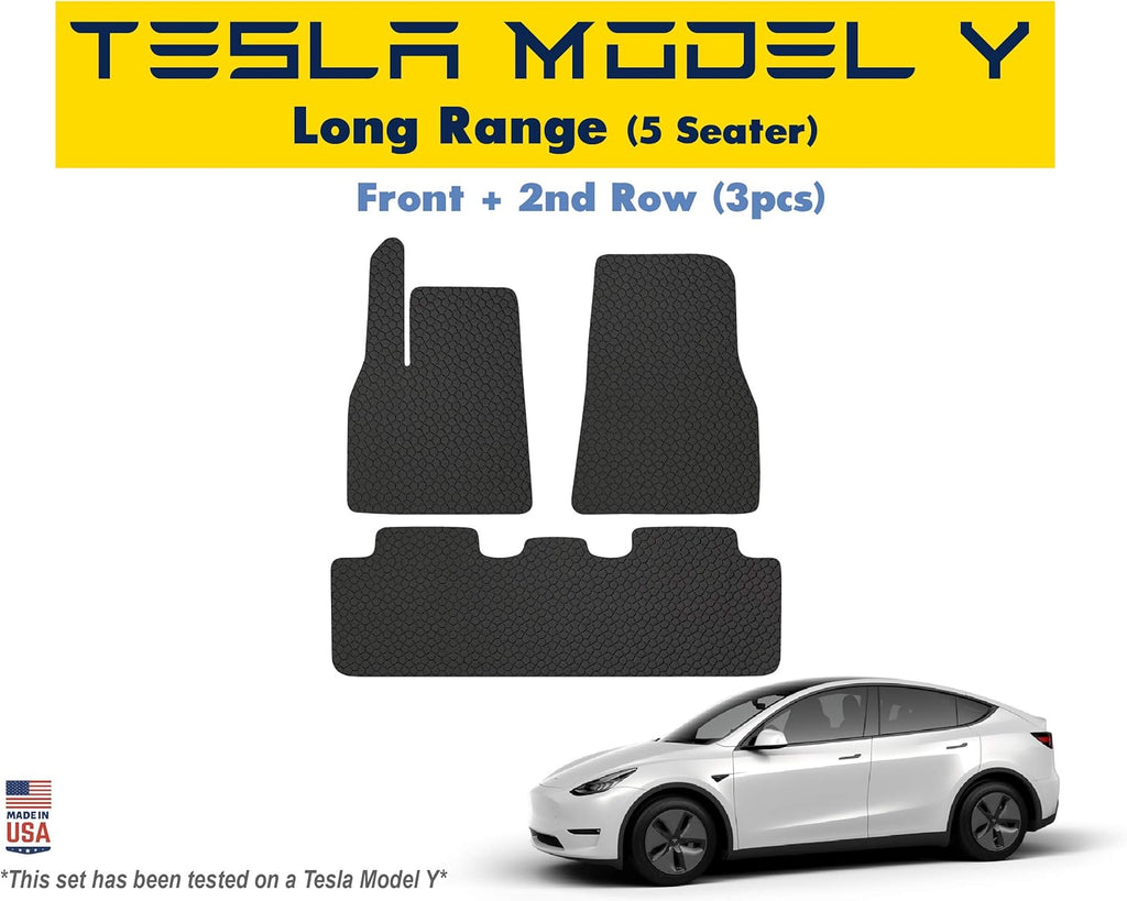 Black Rubber Cargo Floor Mat for Tesla Model Y 5 Seater H102