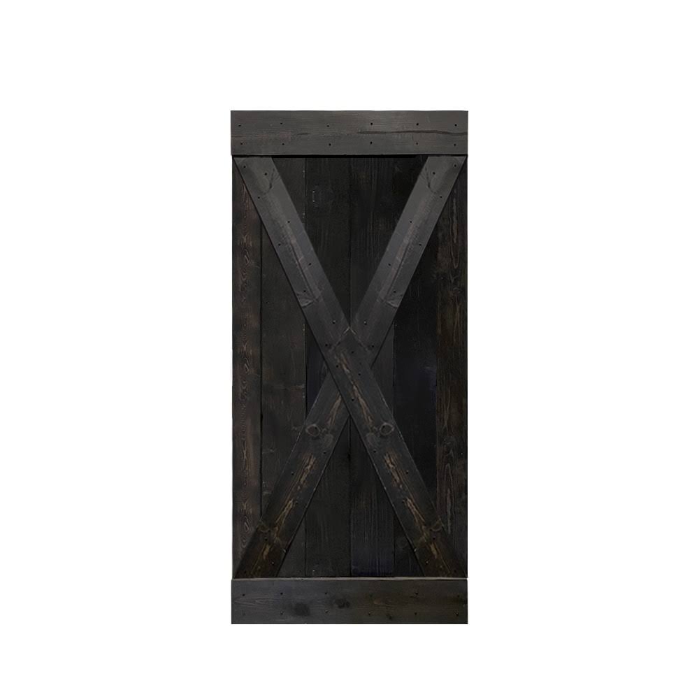 Solid Ocean Blue Stained Pine Wood Interior Sliding Barn Door Slab E409141
