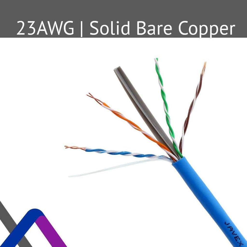 23AWG CAT6 UL in-Wall Rated Bare Copper 600MHz UTP Ethernet Bulk Cable, 1000 Feet, Blue O648374