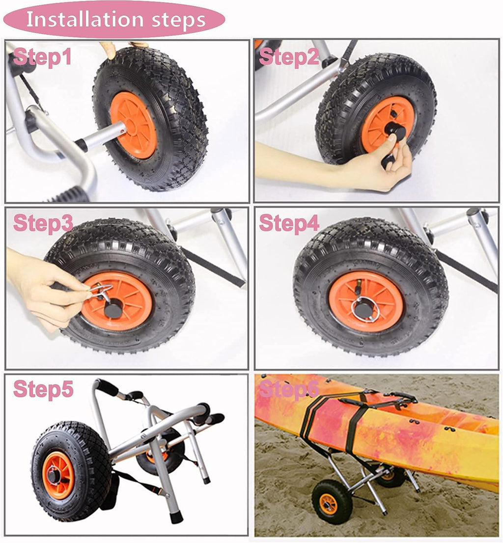 Kayak Cart Canoe Carrier Trolley with 10FT Strap and Inflatable Tires, Pack of 2 I2391