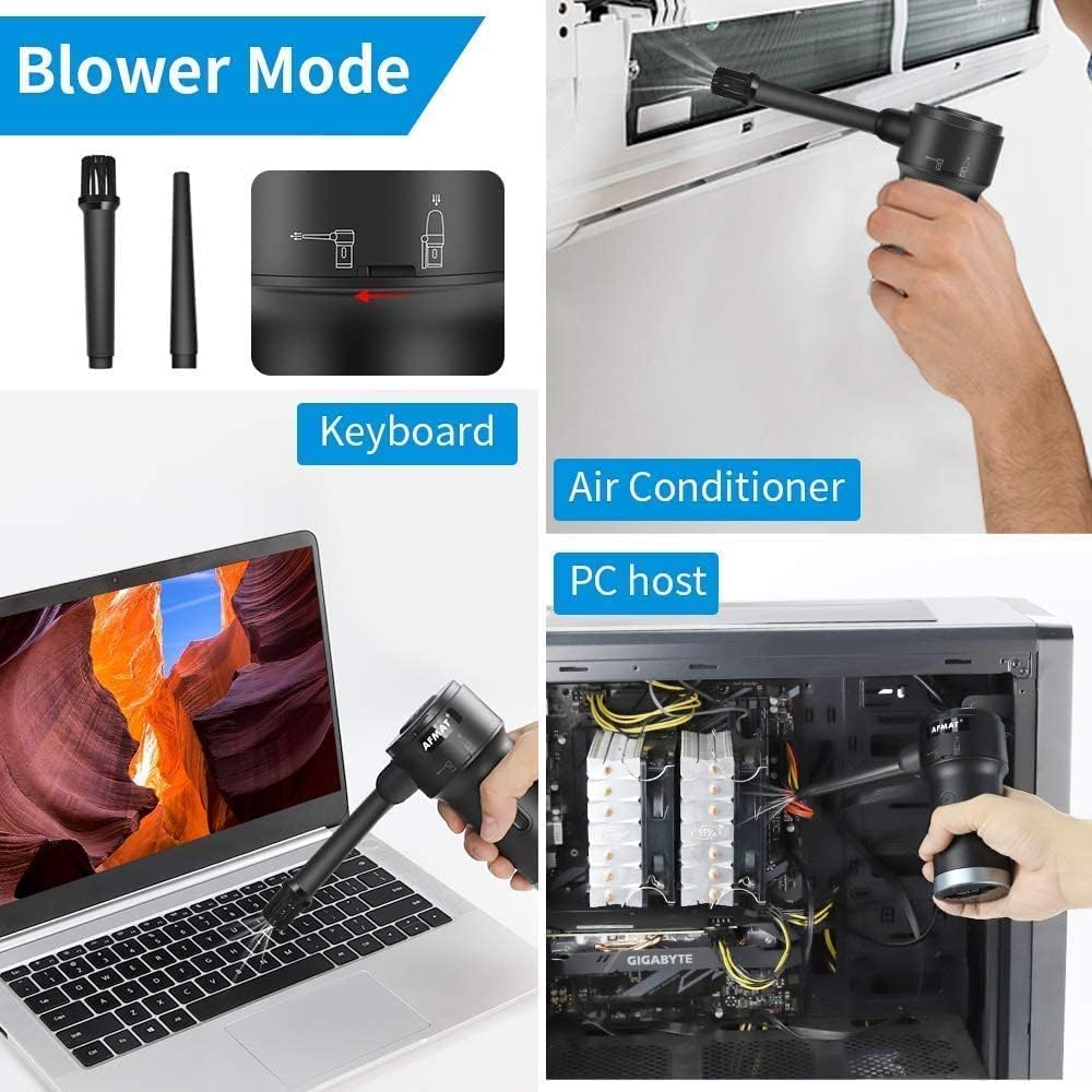 Compressed Air Duster & Small Vacuum Cleaner 2-in-1, USB Rechargeable O70641