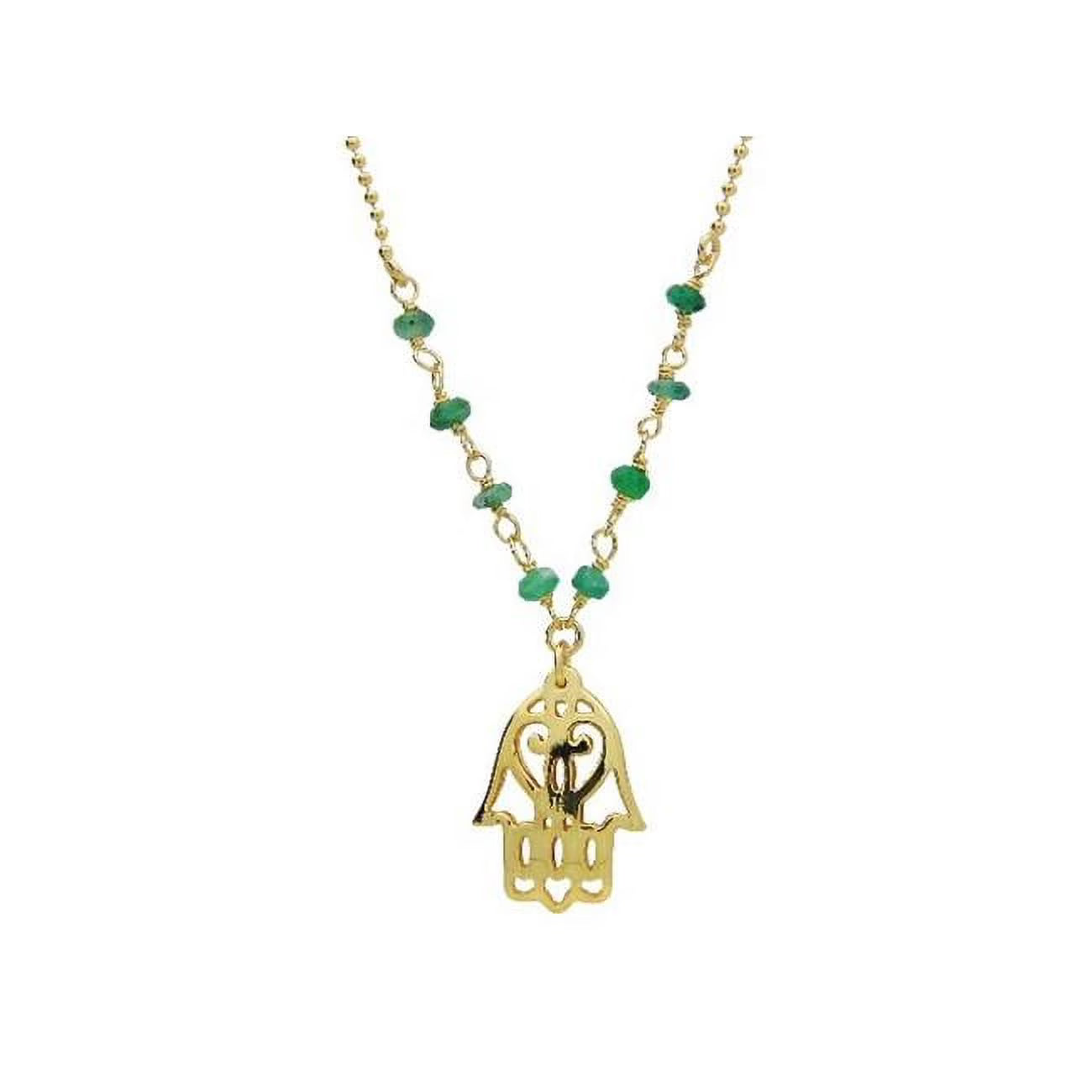Silver Gold Plated Necklace Ruby Beads Hamsa Hand Pendant S752496