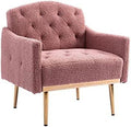Upholstered Velvet Accent Chair with Arms and Metal Legs I204