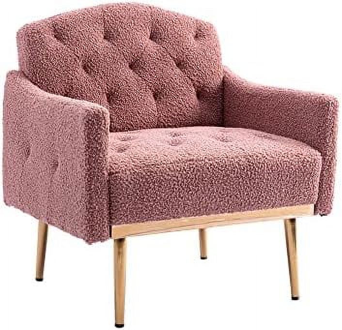 Upholstered Velvet Accent Chair with Arms and Metal Legs I204