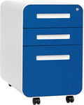 3-Drawer Mobile File Cabinet Blue Faceplate B5867