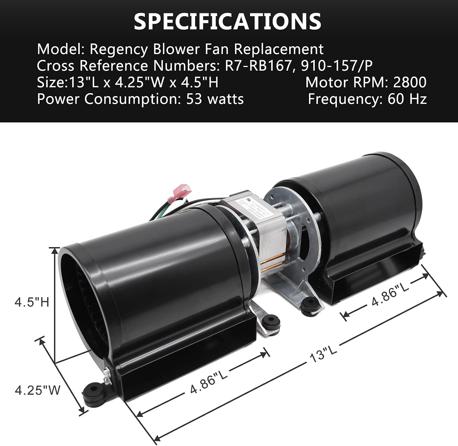 Fireplace Blower Fan Kit for Wood Stove Insert X88019