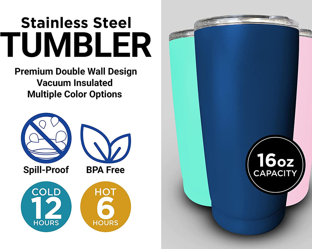 32 Oz Navy Insulated Double Wall Stainless Steel Water Bottle Tumbler I57405