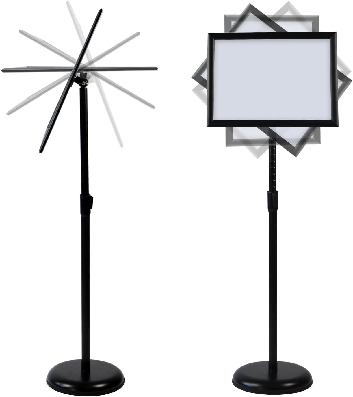 Adjustable Pedestal Poster Stand Aluminum Snap Open Frame for 11 x 17 Inch, Black K9124