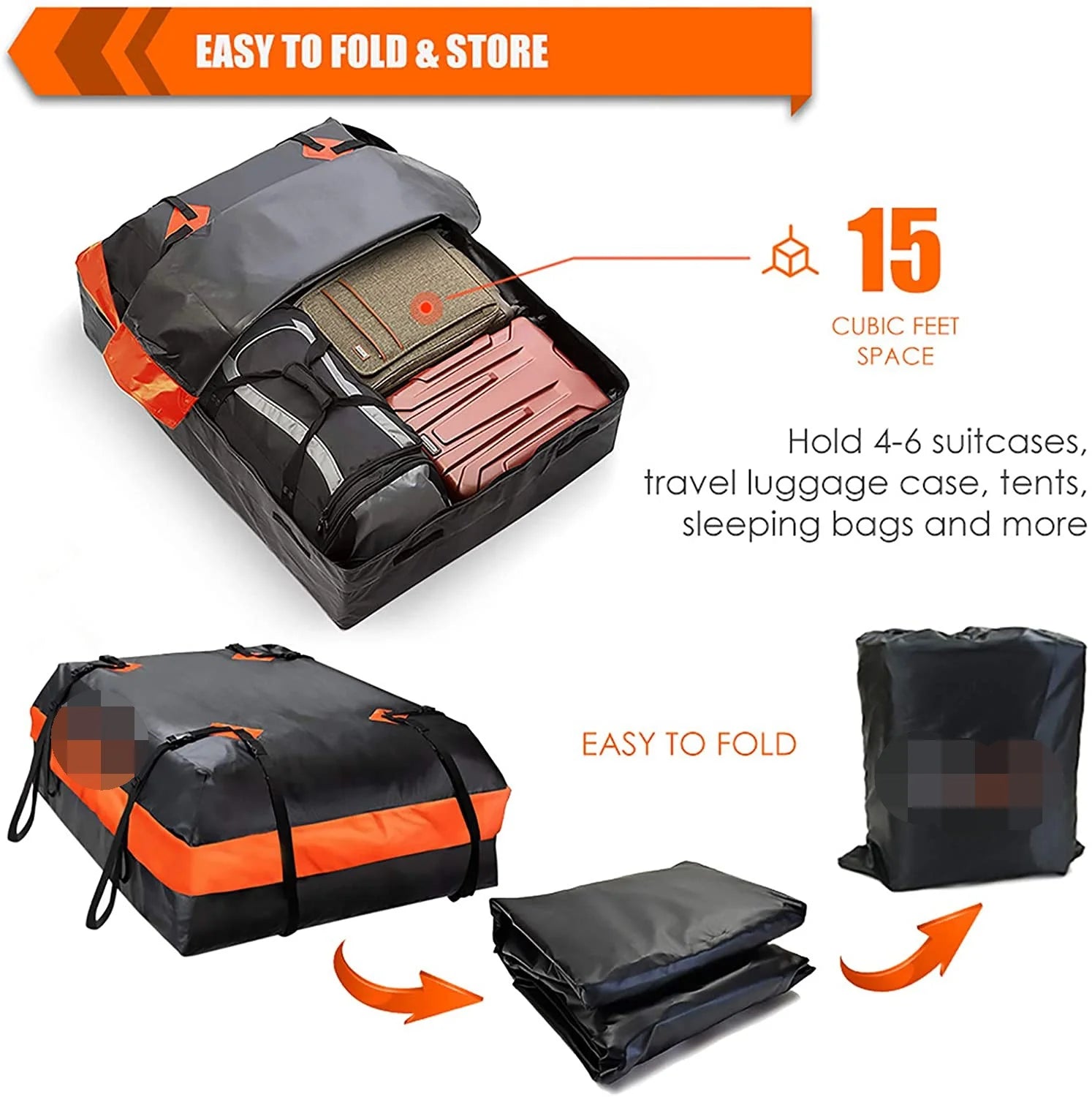 15 Cubic Feet Waterproof Roof Cargo Carrier Bag I8446