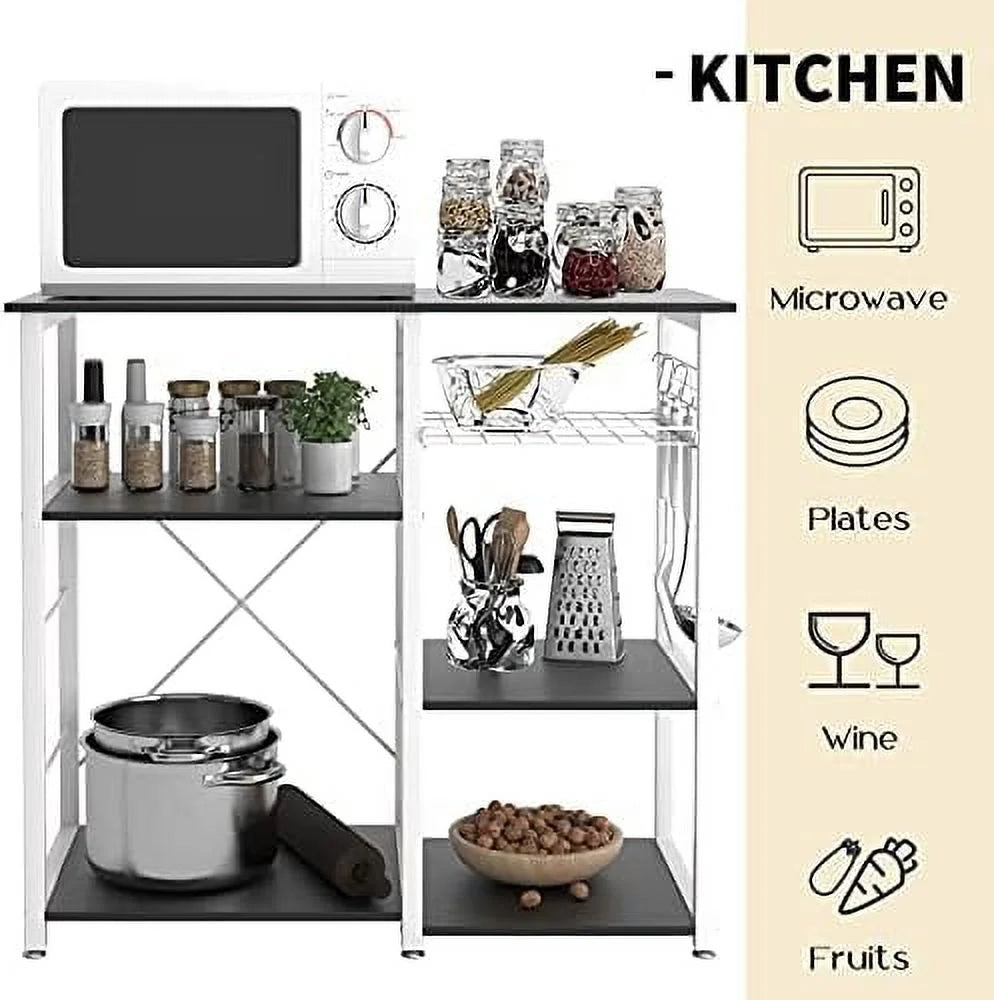 Black 3-Tier Kitchen Baker's Rack Microwave Stand U65616