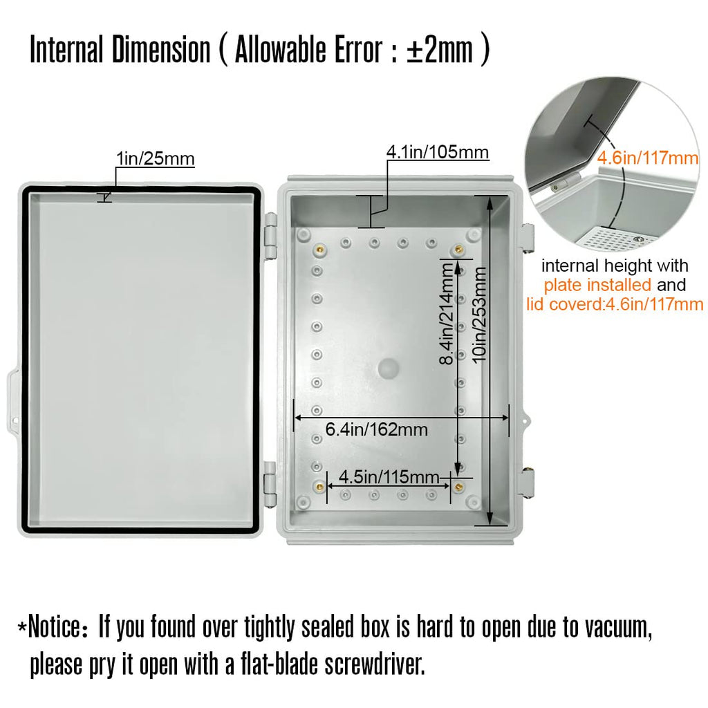 ABS Junction Box with Mounting Plate and Wall Bracket 11.4x7.5x5.5 inch T77576