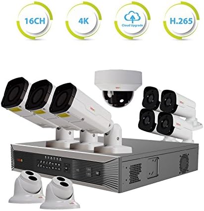 16Ch 4TB HDD IP NVR Video Surveillance System with 12x 4MP Bullet Camera and 4x 4MP Turret Cameras J535441