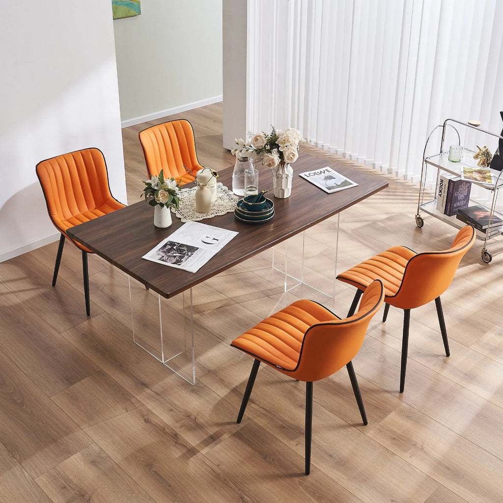Orange PU Leather Wingback Dining Chair Set of 4 Q787886