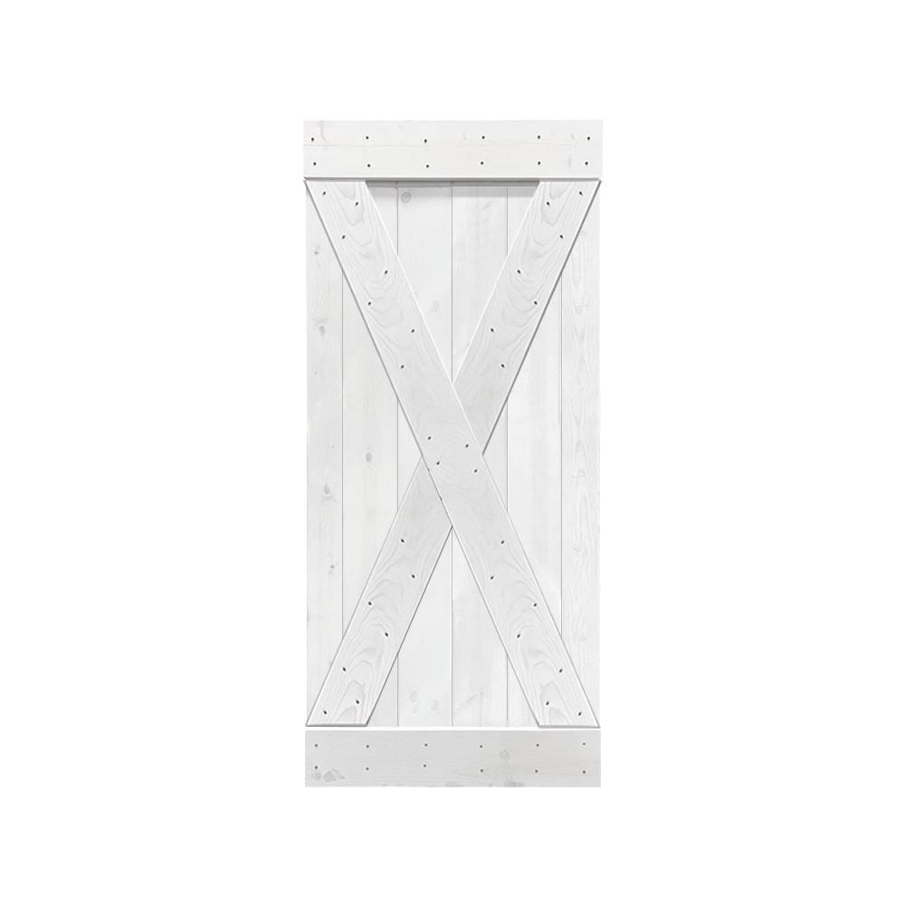 Solid Ocean Blue Stained Pine Wood Interior Sliding Barn Door Slab E409141