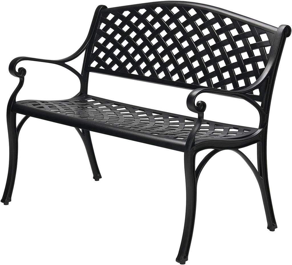 Black Cast Aluminum 2-Person Patio Bench M569