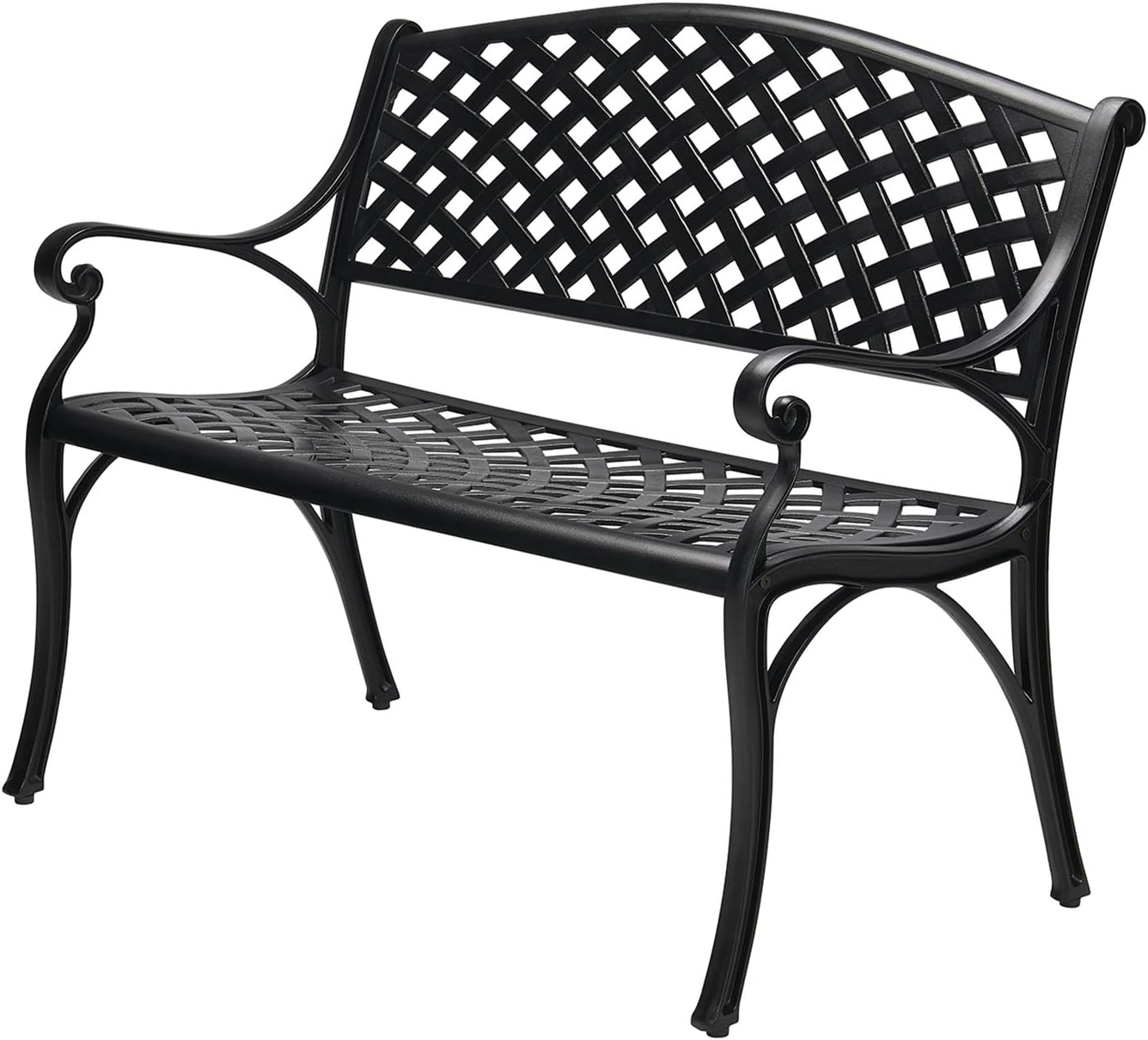 Black Cast Aluminum 2-Person Patio Bench M569