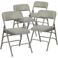 Gray Vinyl Metal Folding Chair (4-Pack) E63225