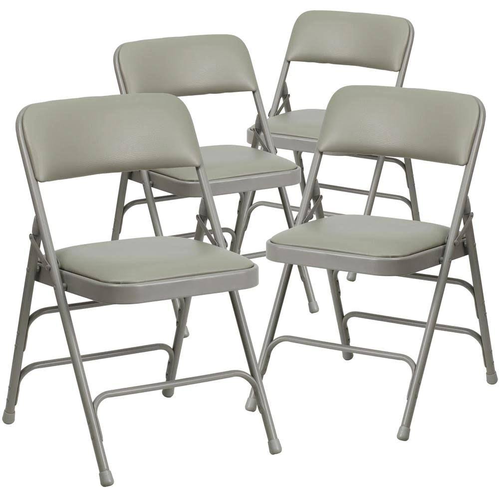 Gray Vinyl Metal Folding Chair (4-Pack) E63225