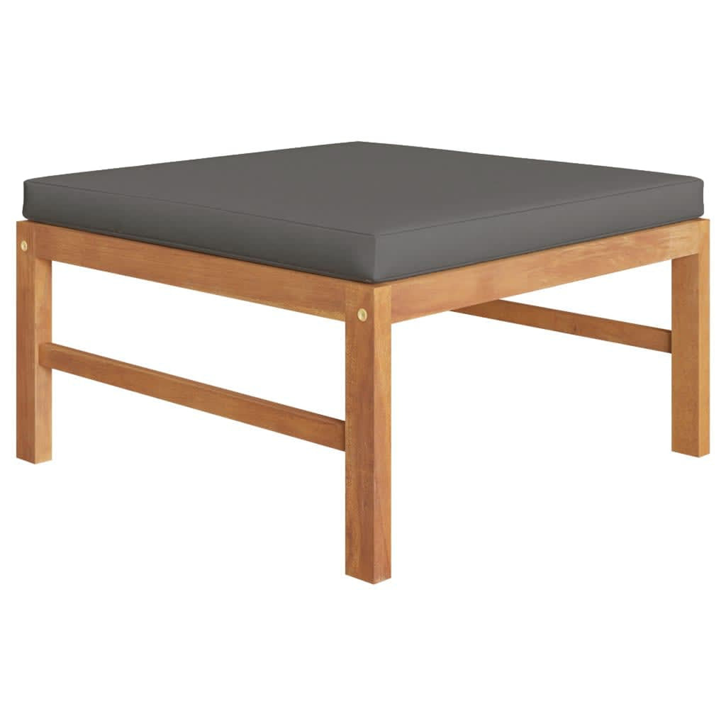 3 Piece Dark Gray Cushioned Teak Wood Patio Lounge Set Q226017