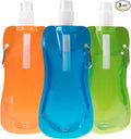 Collapsible Sports Water Bottle 3 Pack, 480 mL Capacity, Blue, Orange, and Green I7774