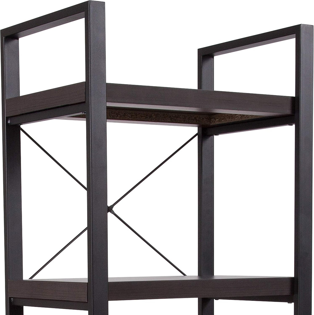 Charcoal Wood Grain 4 Shelf Etagere Bookcase R578