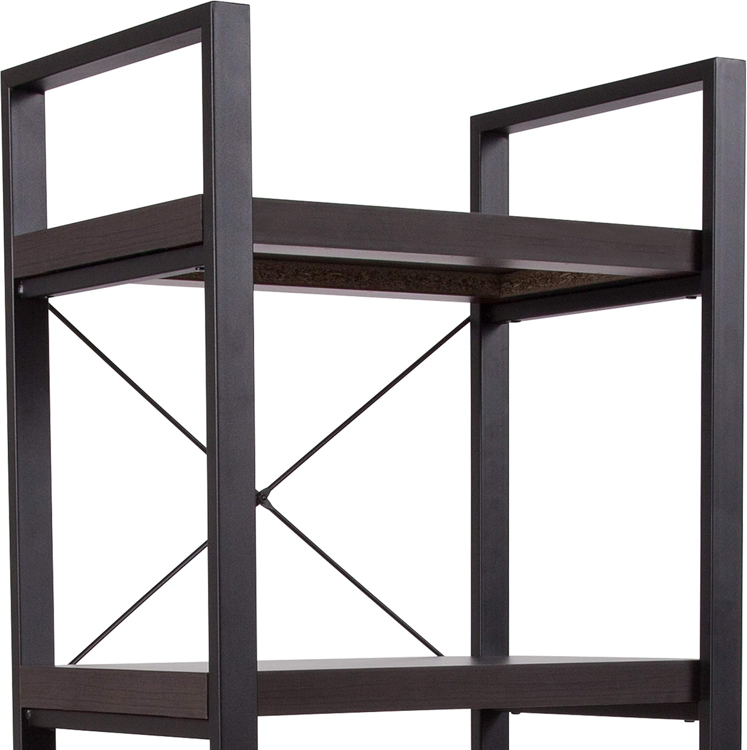 Charcoal Wood Grain 4 Shelf Etagere Bookcase R578
