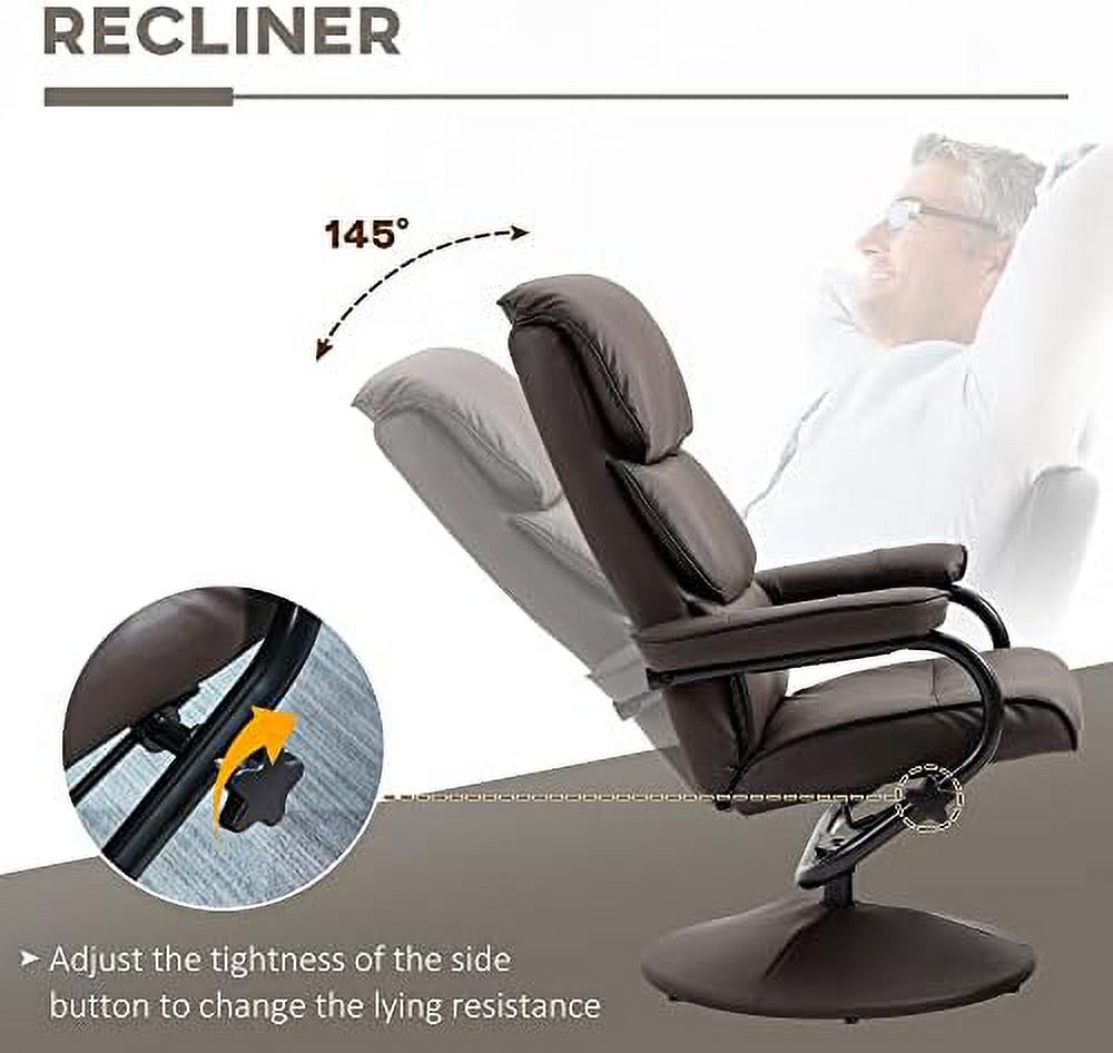 Brown PU Leather Swivel Recliner Chair with Ottoman G41339