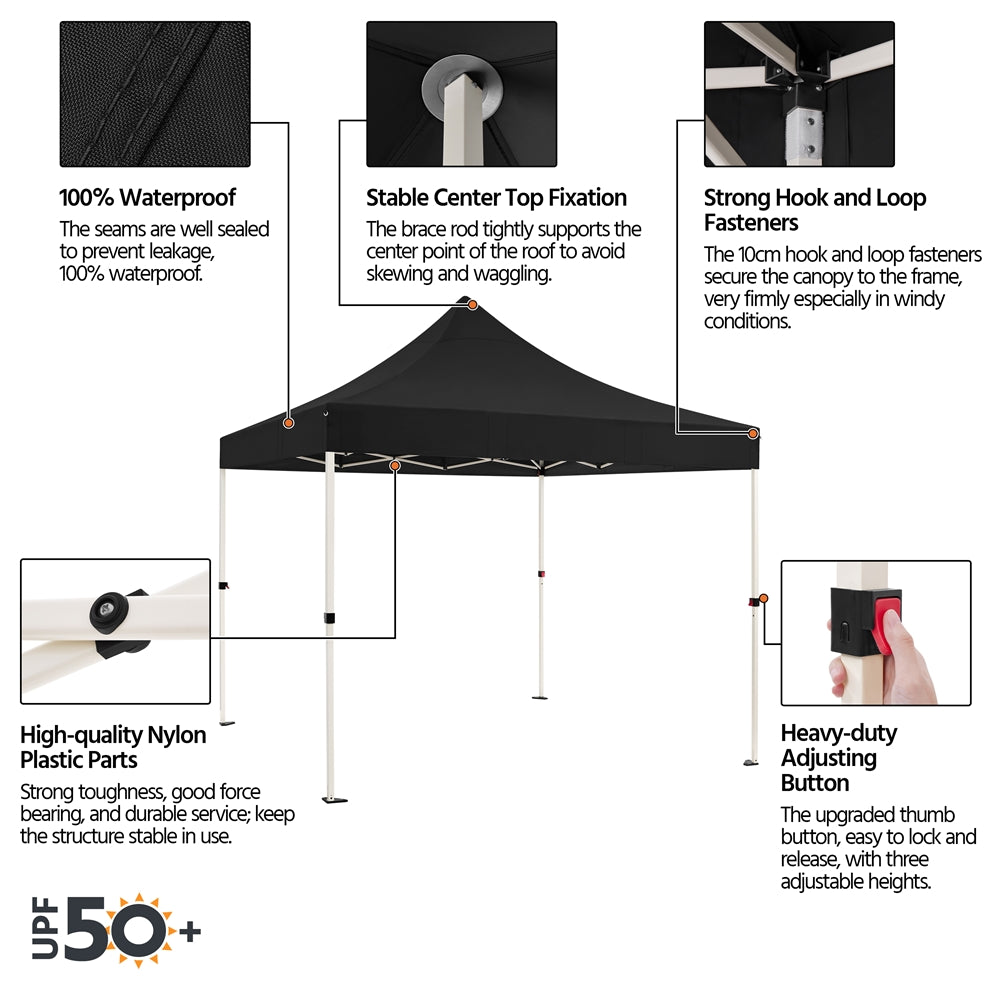 Black Pop-up Canopy with Roller Bag and Sandbags X30589