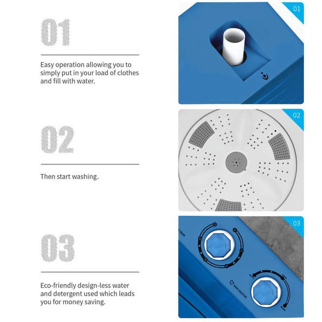 Semi-automatic Twin Tub Washing Machine, 26Lbs, White & Blue C8566