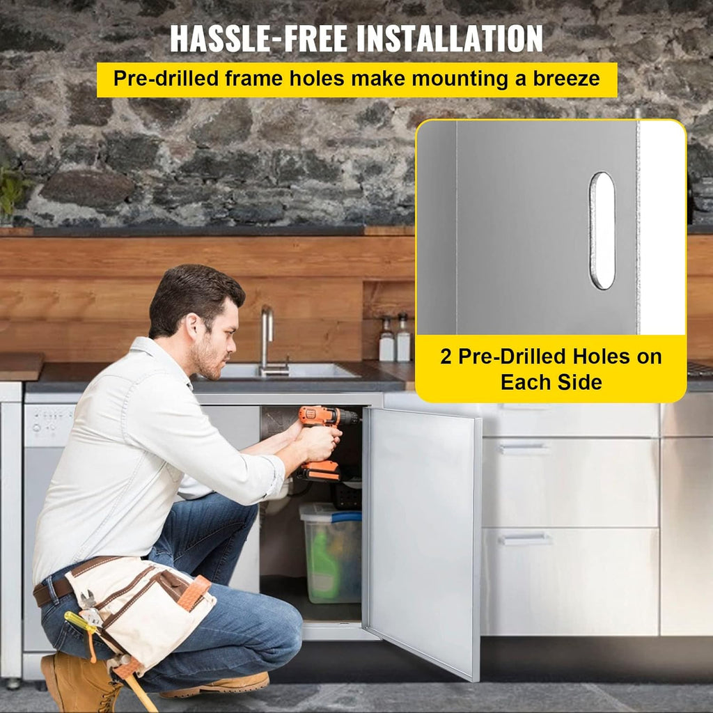 Stainless Steel Double BBQ Access Door with Recessed Handle F510