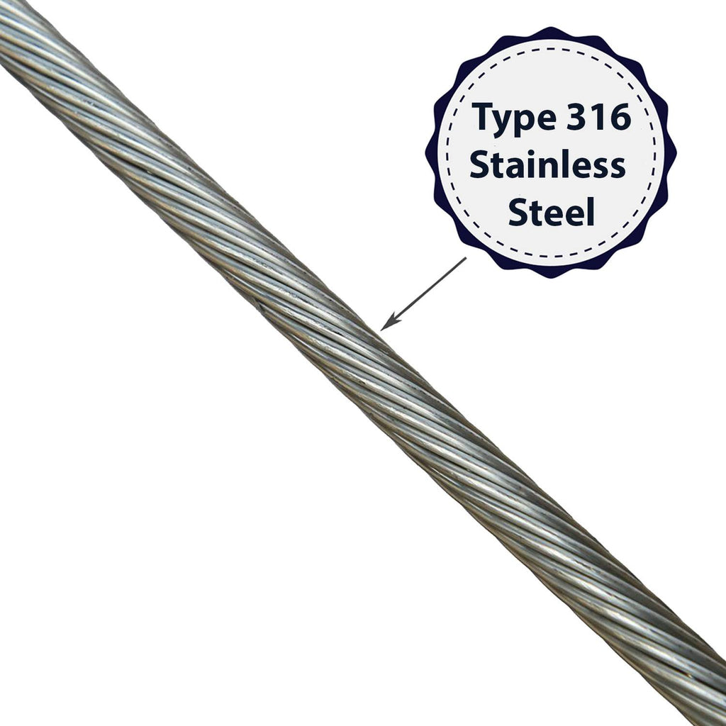 3/16x22 x 200&, 1x19, Grade 316 Stainless Steel Cable Reel F53437