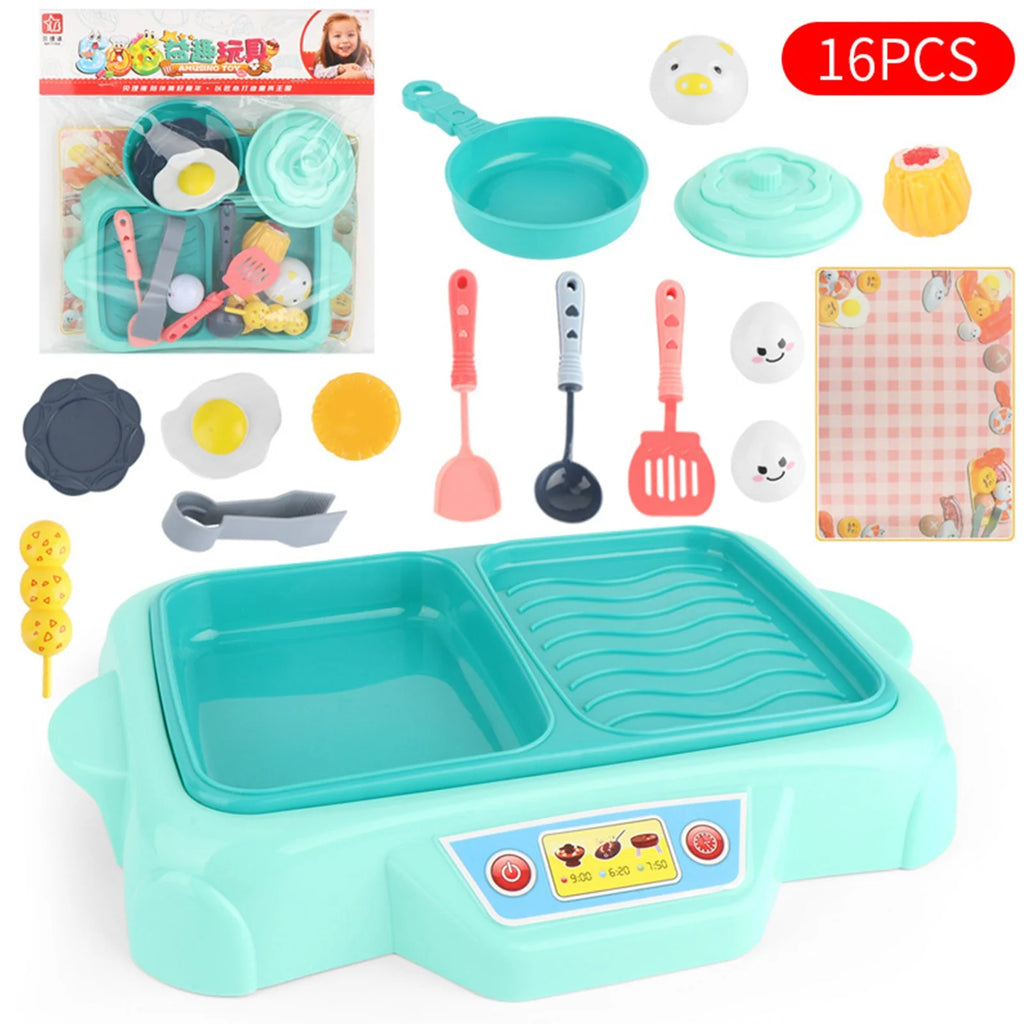 Educational Toys Grill Barbecue Set BBQ Food Toys with Music Lights Kids Spatula P272