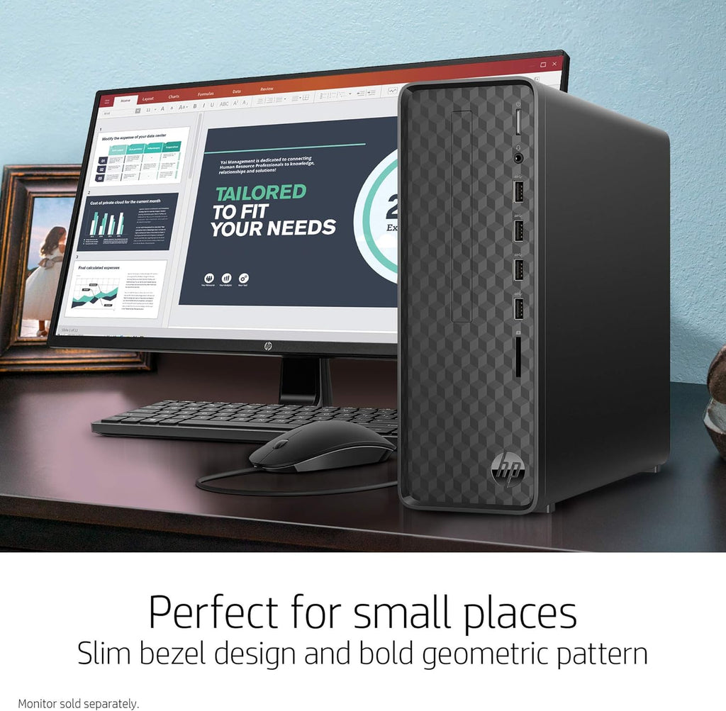 HP Slim Desktop, AMD Athlon Silver 3050U, 4GB RAM, 256 GB SSD, Windows 10 Home, Black M71178