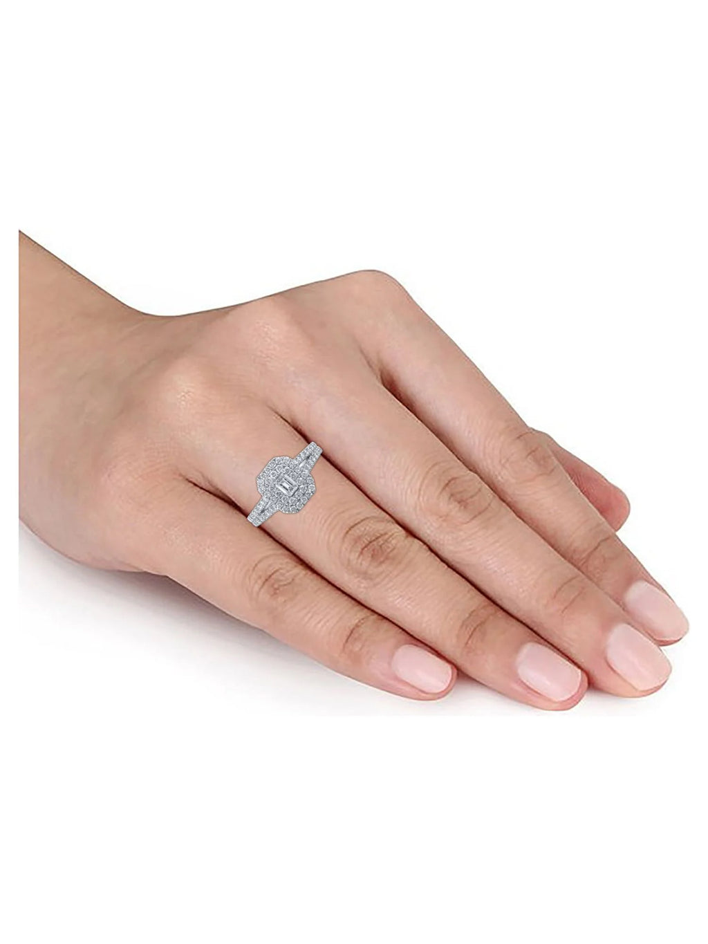 Emerald Cut Diamond Engagement Ring in 10kt White Gold S46485