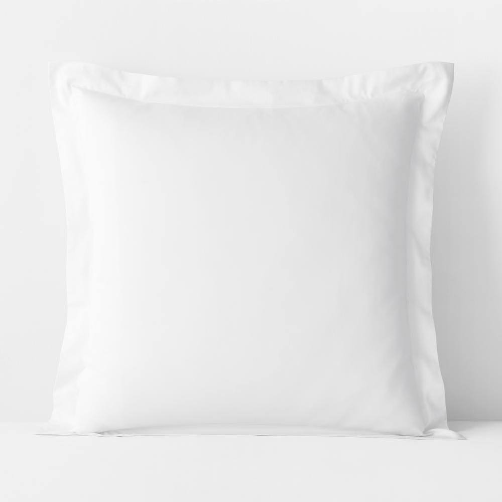 White Solid Bamboo Cotton Sateen Euro Sham J585