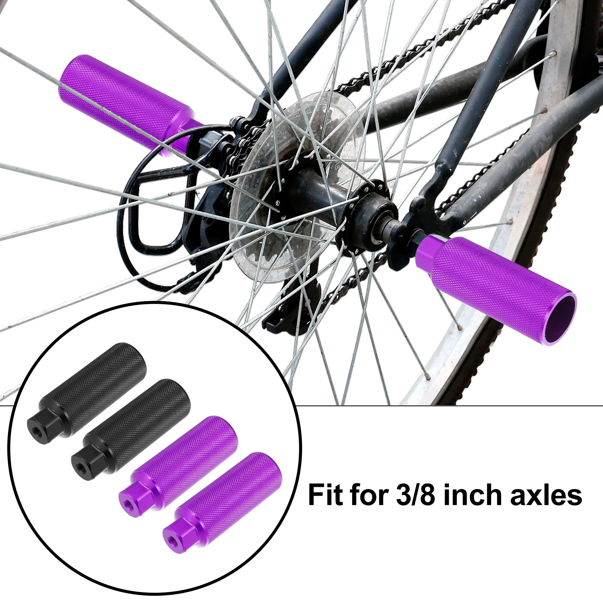 Black Purple Aluminum Alloy Bicycle Footrest Pegs F3018