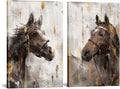 Rustic Canvas Wall Art Horse Painting Framed 16x24x2 Pieces B55394