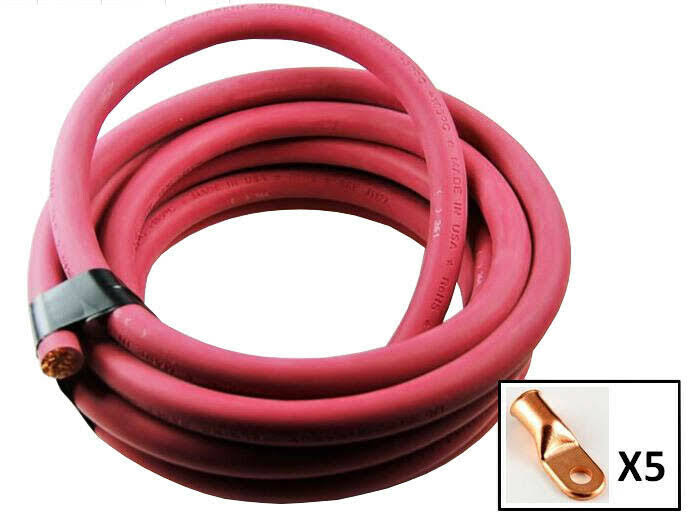 4/0 Gauge Red 5 Feet Battery Cable with 5 Lugs G86065