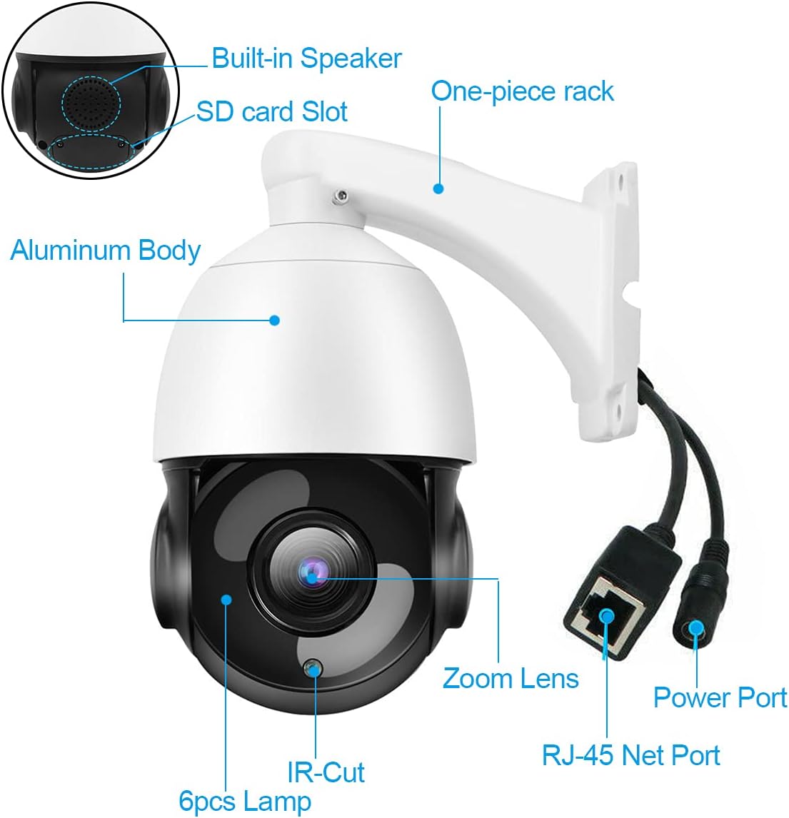 5MP PTZ PoE IP Security Camera with 20x Optical Zoom, 260ft IR Night Vision, IP66 Waterproof L3646