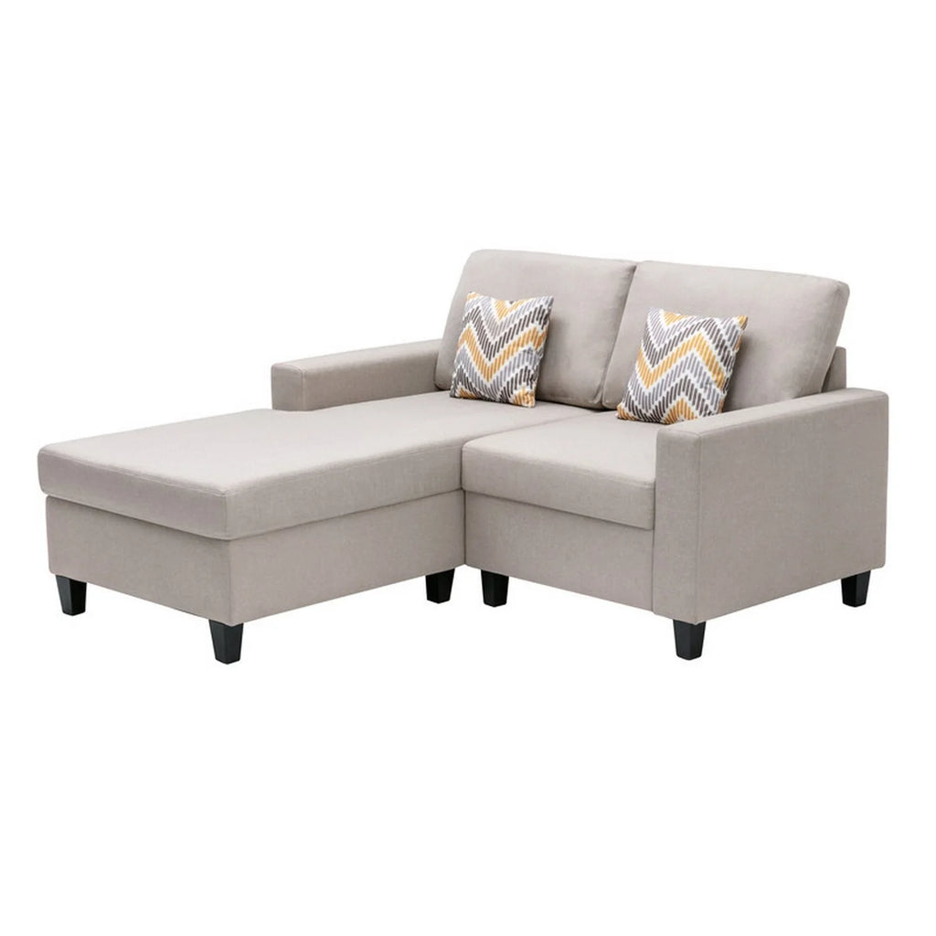 Beige Linen Reversible Sectional Loveseat - 2 Piece A940248