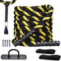 Heavy Battle Rope with Polyester Cover, Anchor Strap, Wall Mount Kit, Yellow Y1755