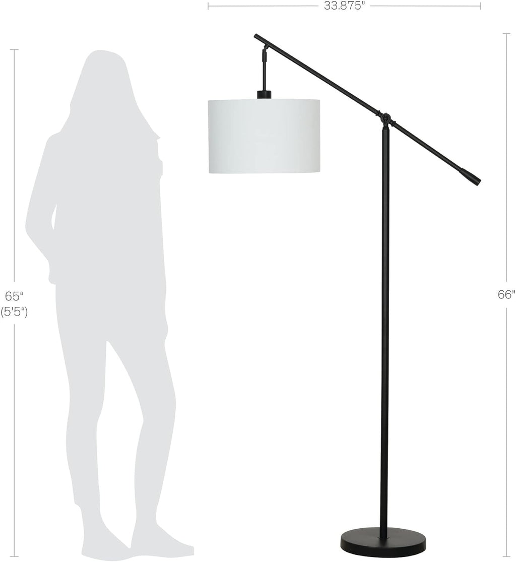Modern Over The Sofa Counterbalance Floor Lamp with Diffuser, Semi-Gloss Black T352