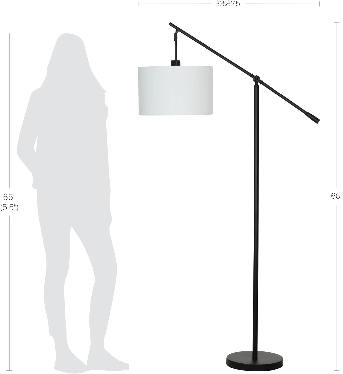 Modern Over The Sofa Counterbalance Floor Lamp with Diffuser, Semi-Gloss Black T352