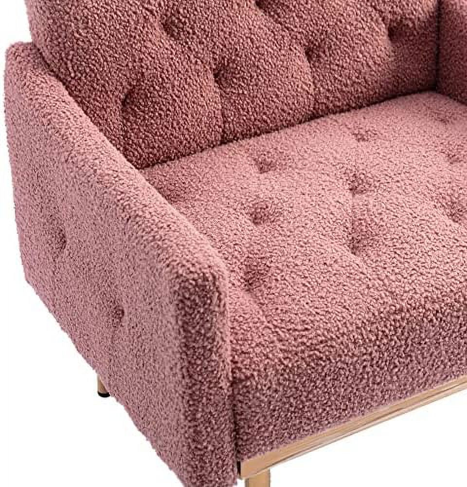 Upholstered Velvet Accent Chair with Arms and Metal Legs I204