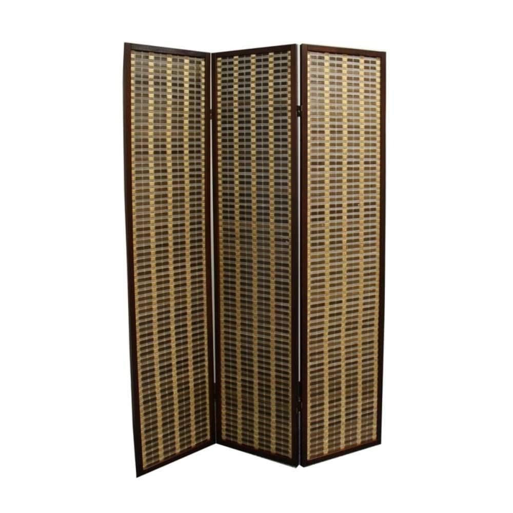 Walnut 3 Panel Bamboo Room Divider F1125