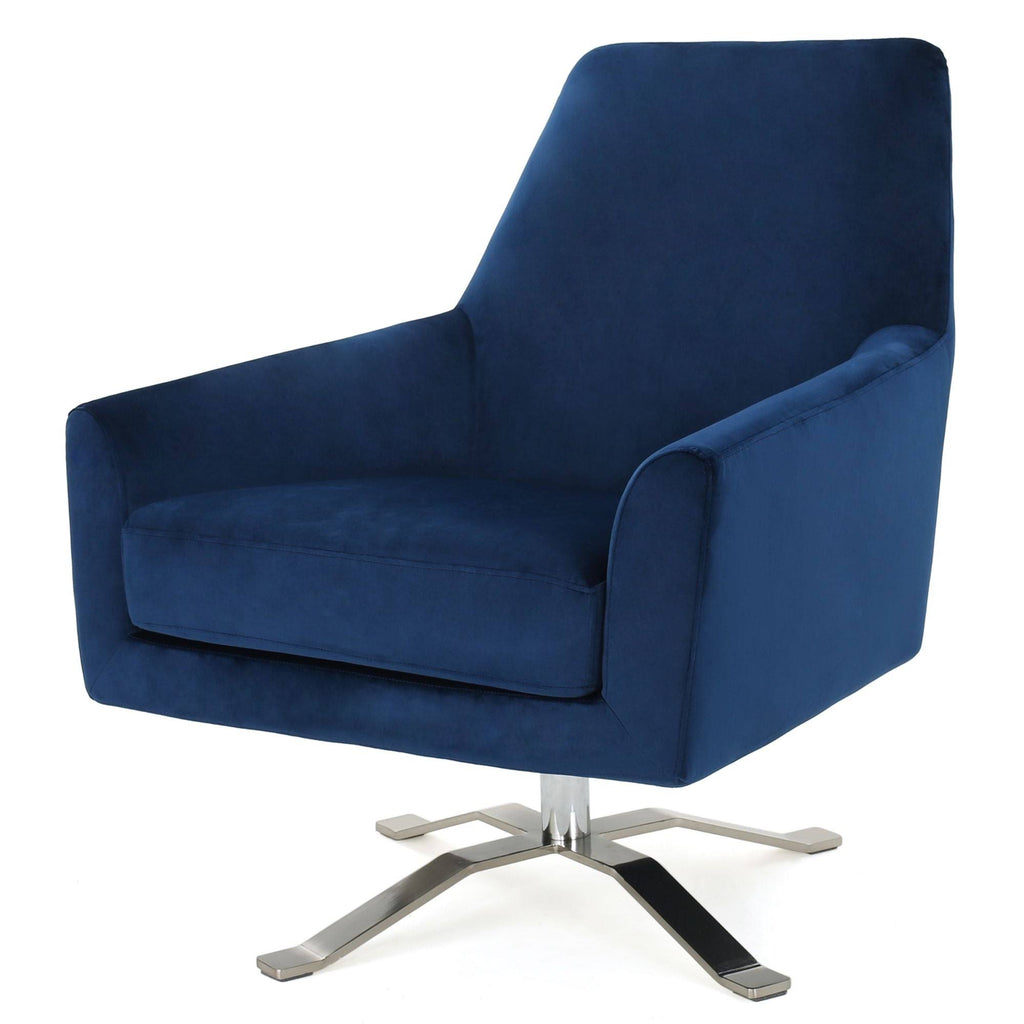 Navy Blue and Silver Vintage Swivel Club Chair K89159