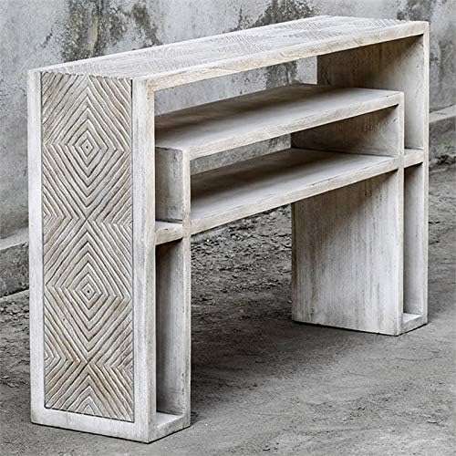 Bone White Carved Console Table G45219