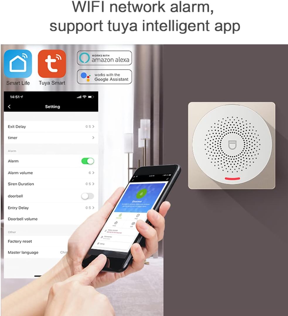 8 Pieces Smart Home Security System Kit with Alarm Siren, Door Window Sensor, Remote M8361